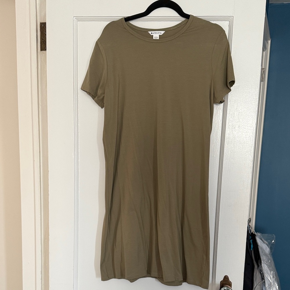 Athleta Khaki T-Shirt Dress